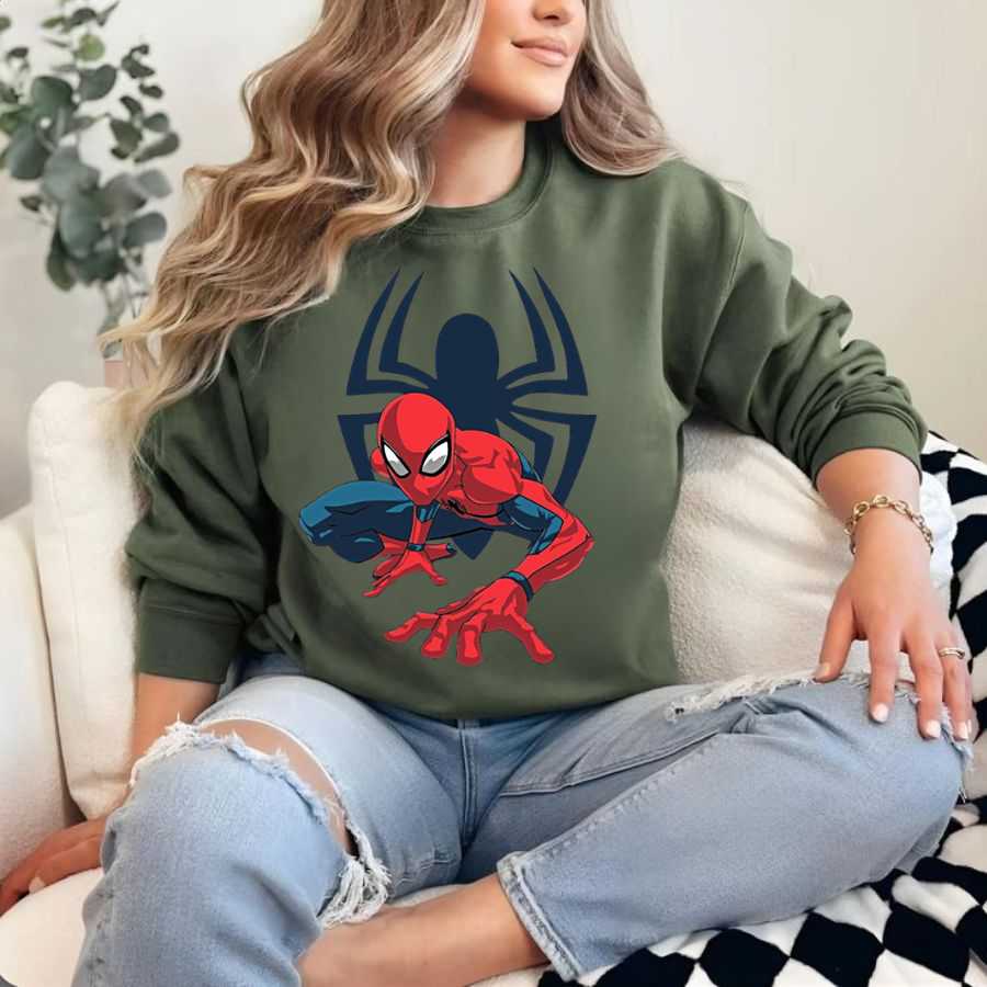 Dynamic Spider-Man Vector Art Action Sweatshirt Dynamic Spider-Man Vector Art Action Sweatshirt